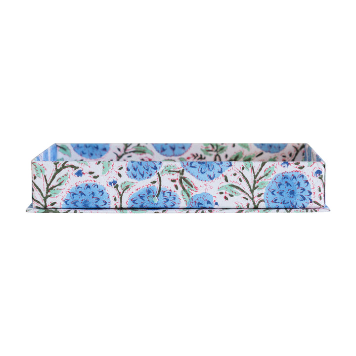 Block Print Tray - Light Blue/White